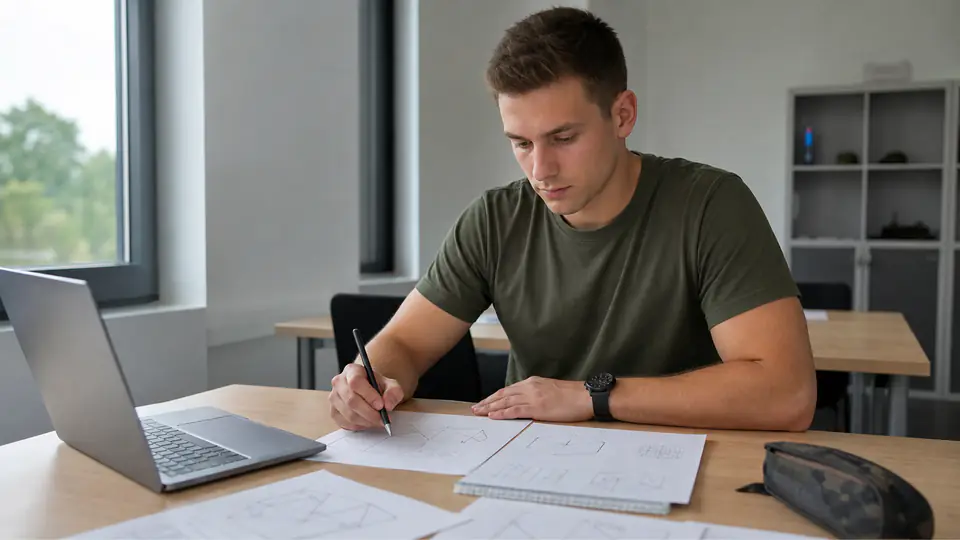 Offizierbewerber bearbeitet Aufgaben zur Studieneignungsfeststellung