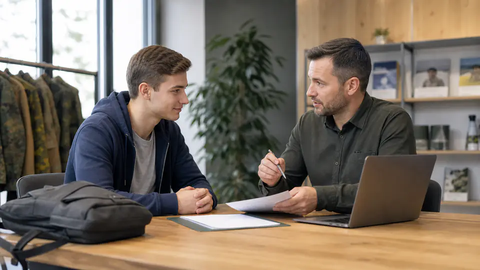 Interessent informiert sich in einer Beratung über den neuen Wehrdienst