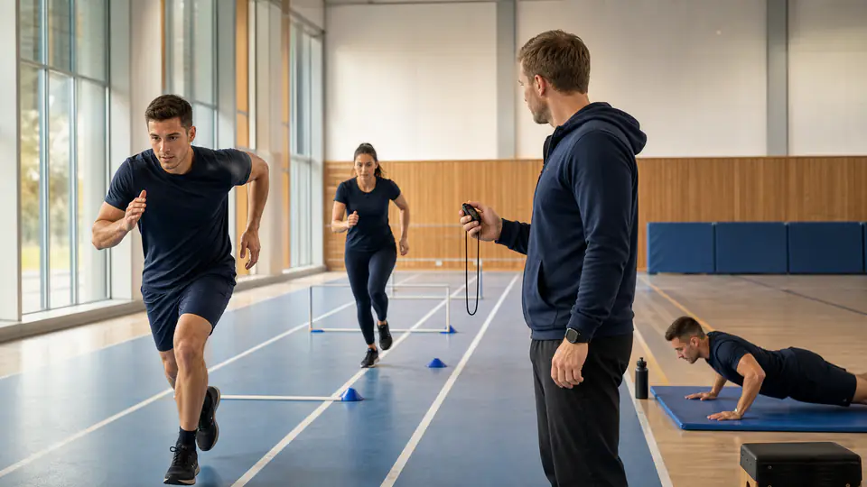 Bewerber trainieren für den Sporttest der Polizei